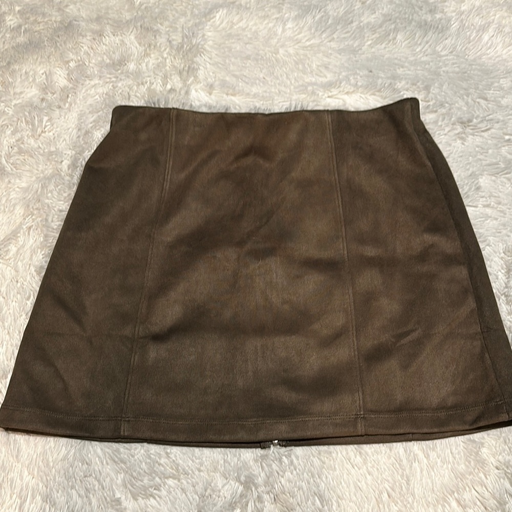 Olive Green Faux Suede Mini Skirt